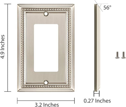 Henne Bery Sunken Pearls Heavy Duty Decorative Wall Plate Switch Plate Outlet Cover (Single Decorator, 2 Pack, Satin Nickel)