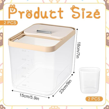2 Packs Airtight Dog Cat Pet Food Storage Containers Up to 8 Lbs with Lids, Clear Dog Cat Animal Food Dispenser Bin with 2 Measuring Scoops for Home Dogs Cats Bird Pet Foods Storage