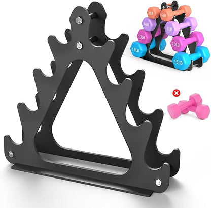 4-Tier Dumbbell Rack for 1-15 lb Weights, Holds 5 Pairs Space-Saving Sturdy A-Frame Stand for Home Gym, Weight Rack for Women's Dumbbell Set (Dumbbell Rack Stand Only)