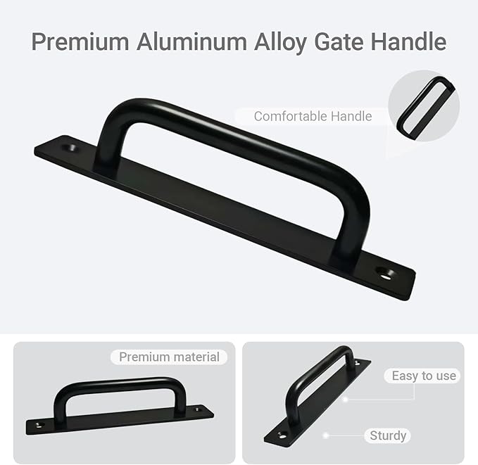 2PCS 7 Inches Barn Door Handle, Premium Gate Handle, Sturdy Black Sliding Door Pull Handles for Kitchen, Cabinet, Bathroom, Closet, and Easy Install