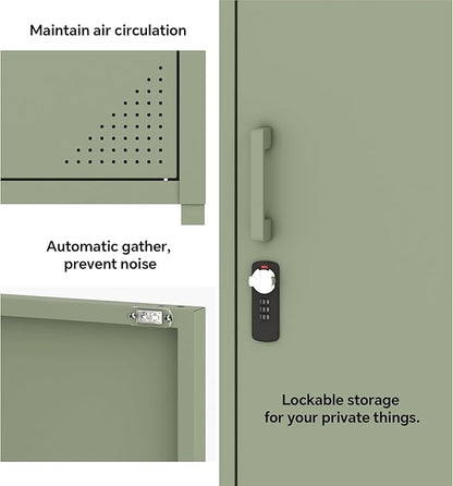 Metal Cabinet Lockable Filling Cabinet Bathroom Storage Cabinet with 4 Tier Adjustable Shelves Green Locker for Home, School, Office, Pantry H49.21'' (Green)