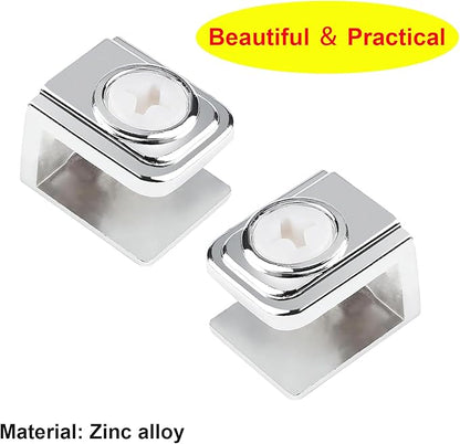 Qrity 12 PCS Glass Clip Holders - Adjustable Wall Mount Clamps for 5-10mm Glass Shelves