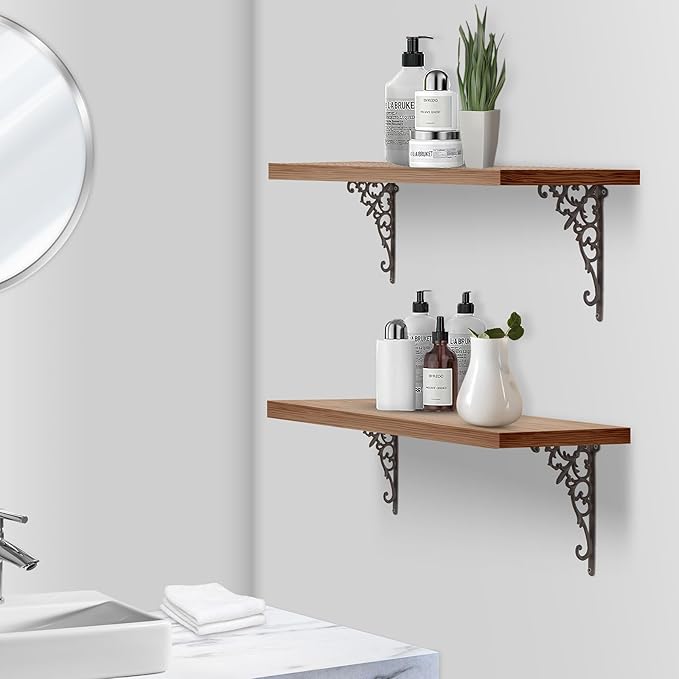 Z Metnal Decorative Shelf Brackets, 6 x 9 inch, Cast Wrought Iron Metal Mailbox Bracket, 90° Right Angle Victorian Brackets, Wall Decor, Modern Shelving Bracket for DIY Floating Shelves, 2 Pcs