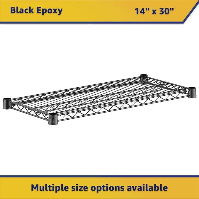 2-Pack Black 14" x 30" Additional Wire Shelf for Shelving Units, Replacement Shelves for Wire Rack