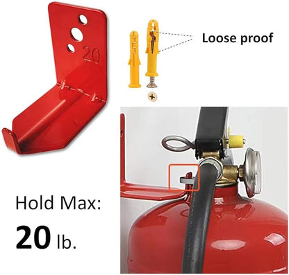 QMARK 4 Pack of Fire Extinguisher Bracket, Wall Mount Hook, Fire Extinguisher Mount up to 20 lbs, Hanger for Universal Extinguishers (Hook, 20 LB)