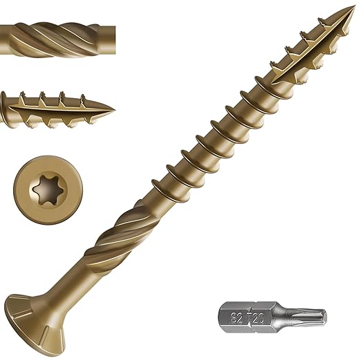 #10 * 2-1/4" Deck Screws, (450pcs) 5 lbs.Exterior Wood Screws, Rust Resistant Epoxy Coated, Bronze, T20 Star Bit