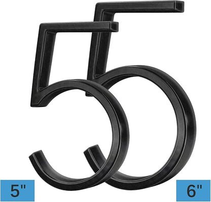 6" Stainless Steel Floating House Number 5, Metal Modern House Numbers, Mailbox Decor Number with Nail Kit, Coated Black, 911 Visibility Signage (Large 5)
