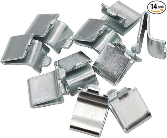 14 Pieces Silver Adjustable Steel Pilaster Shelf Clip Support, Shelving Bracket Clips for Metal and Wood Shelves