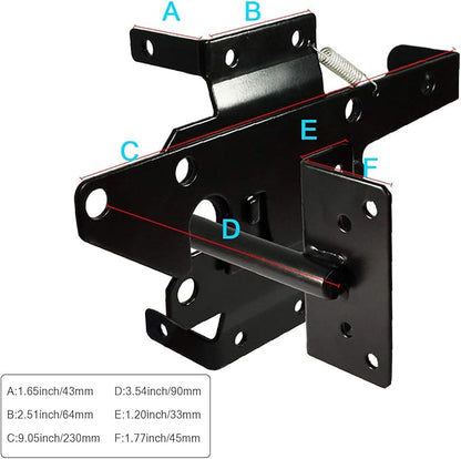 Self-Locking Gate Latch Heavy Duty Post Mount Automatic Gravity Lever Wood/PVC Fence Gate Lock with Fasteners Hardware,for Secure Pool |Yard | Garden, Steel,Black
