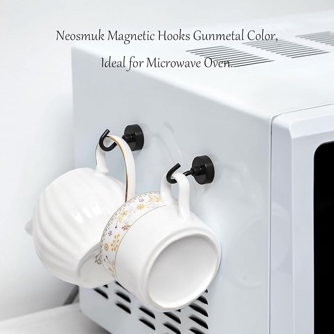 Neosmuk Magnetic Hooks, Heavy Duty 40lb+ Strong Magnet Hook for Cruise Cabins, Cruise Ship Essentials for Hanging, Metal Wall Refrigerator Hangers (Grey, 10 Pack)