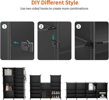 AWTATOS Closet Organizer, 8 Cube Closet Organizers and Storage, Closet Storage Shelves, Clothes Storage Organizers for Closet Bedroom Living Room Office Black
