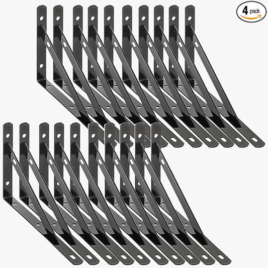 10 Inch Shelf Brackets, Set of 20, Steel (Black, 10 inch 20 Pack)