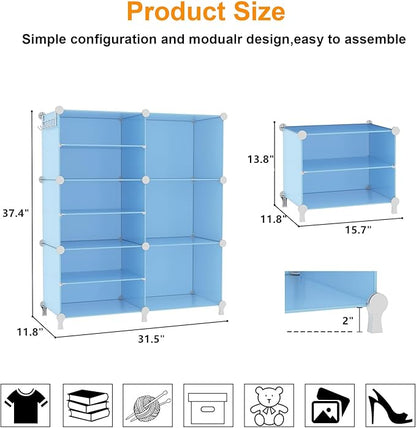 AWTATOS Closet Organizer 6 Cube Storage Shelves Portable Closet Clothes Organizers and Storage Stackable Cubby Shelving for Closet Bedroom Living Room Blue