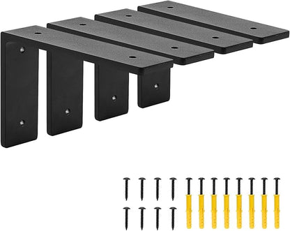 6"x 4"Shelf Brackets, die-cast Formation, Vertical Angle, Premium Alloy Metal Heavy Duty Shelf Bracket, high Strength Mounting Hardware Included, Corner Brace Joint,Pack of 4 ,6 INCH x4 INCH(No Beam)