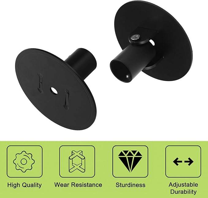 Adjustable Shower Curtain Rod Bracket, 2Pcs Different Sizes Titanium Steel Single Swivel Flange Heavy Duty Closet Rod Holder with Screws (Black, Inner Dia. 22mm & 26mm)