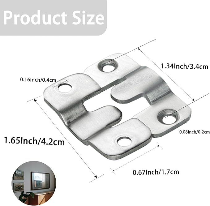 Flush Mount Bracket, Headboard Wall Mounting Brackets- Interlocking Hanging Bracket, Mounting Hardware for Picture Hanging and Sectional Couch Connectors (8 Pairs)