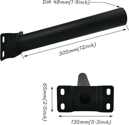 Light Pole Mount,Solar Lighting Mounting Bracket Extension Pole Kit Wall Black Metal Pipes Barn Lights Fixture Antenna Adaptor Outdoor Arm for Street Light,Wall Mounted Tire,Barn Lamp,Post Tree