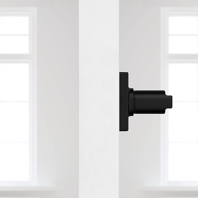 Kwikset Casey Dummy Door Handle 2 Pack, Single Sided Lever for Closets, French Double Doors, and Pantry, Matte Black Non-Turning Reversible Interior Push/Pull Lever, with Microban Protection