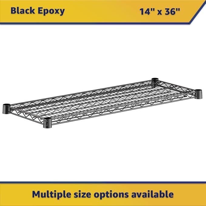 2-Pack Black 14" x 36" Additional Wire Shelf for Shelving Units, Replacement Shelves for Wire Rack