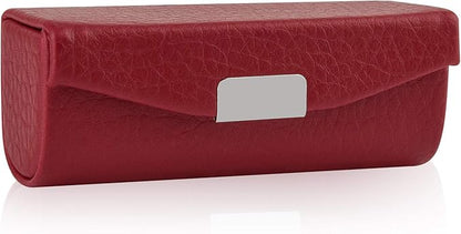Beautyflier Women’s PU Leather Lipstick Case Holder with Mirror Rectangle Makeup Travel Cases for Purse Lipstick Holder (Red Lychee Pattern)