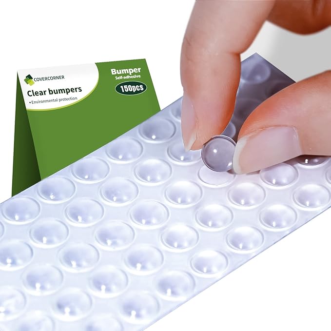 Cabinet Door Bumper Rubber Pad -150 pcs 1/3”Diameter Cabinet Bumpers Rubber Bumpers Clear Glass Table Top Bumpers for Drawers, Small Furniture(150pcs)