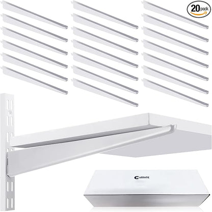 20 Pcs Adjustable Shelf Brackets for Double Track System Closet Organization Heavy Duty Wire Shelf Brackets (White,18.5inch)