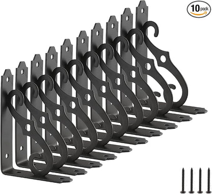 HOME MASTER HARDWARE 5 inch Shelf L Brackets Decorative Shelf Brackets Shelf Support Corner Brace Joint Right Angle Bracket with Screws Black 10-Pack (5 x 3-1/2 inch)