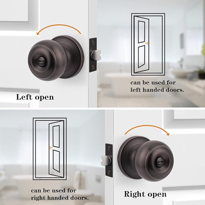 Probrico Privacy Door Knob Bed Bathroom Interior Door Handle Lock Oil Rubbed Bronze