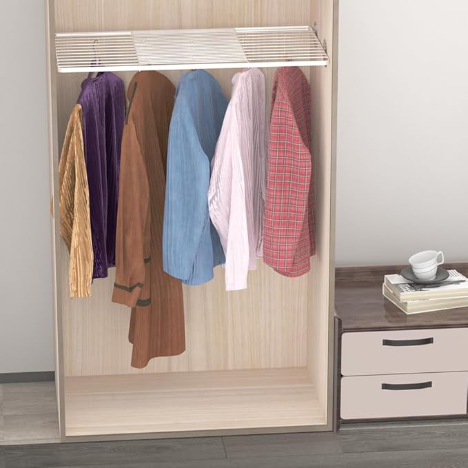 Slideep Adjustable Closet Storage Shelves with Seamless Sticker, Stainless Steel Expandable Wardrobe Shelves Organizer System for School Locker, Under Sink (Large, 2Pack)