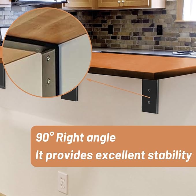 Premium Heavy Duty Countertop Brackets 14 inch 3 Pack (2/5" Thick),Granite Countertop Support 12" x 6" x 2 1/2",Shelf L Bracket Metal Corbels Suitable for Quartz,Wood,Concrete and Laminate Countertops