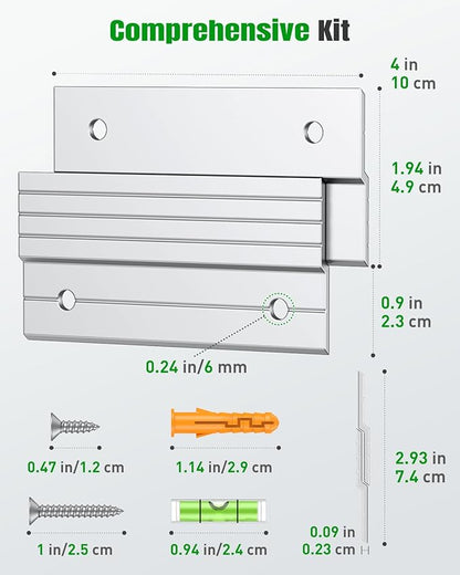 Uniclife 2 Pairs 4 Inch French Cleat Hanger 40 lbs Load Heavy Duty French Cleat Picture Hanger Aluminum Alloy Mirror Hanging Hardware Wall Mounting Bracket Interlocking Z Bar Clip with Bubble Level