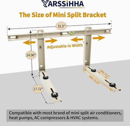 Yarssihha Mini Split Wall Mounting Bracket for Universal 7000-24000 BTU Ductless Air Conditioners Heat Pumps, Outdoor Heavy Duty Adjustable Wall Mount AC Bracket, Max Load: 260LBS