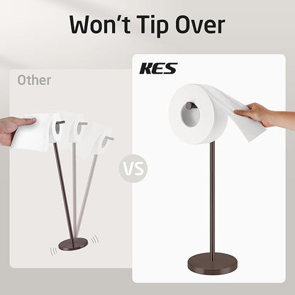 KES Bronze Toilet Paper Holder Stand 26" H, Toilet Roll Holder Free Standing with Heavy Weighted Base, 18/8 Stainless Steel, BPH283S66-BB