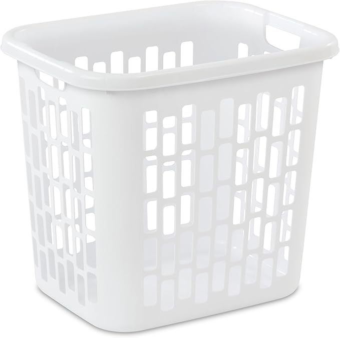 Sterilite Ultra Easy Carry Plastic Dirty Clothes Laundry Basket Hamper with Integrated Handles and Ventilation Holes, White (16 Pack)