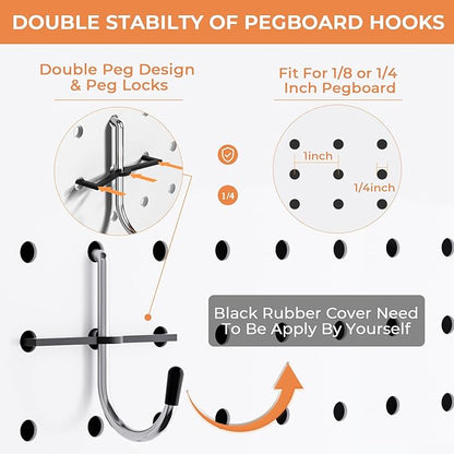 INCLY 120PCS Pegboard Accessories Organizer Kit, Peg Board Hooks Assortment with Bins for Organizing Various Tools, Fit 1/8 or 1/4 inch Pegboard for Hanging Storage, Garage Wall Attachments