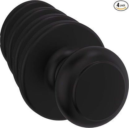 Kwikset Cove Interior Passage Door Knob, Handle for Closet and Hallway Doors, Non-Locking Doorknob, Matte Black (Pack of 4)
