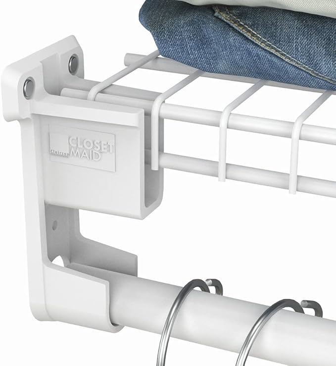 ClosetMaid 6609 SuperSlide Shelf and Hanging Bar Wall Bracket, White