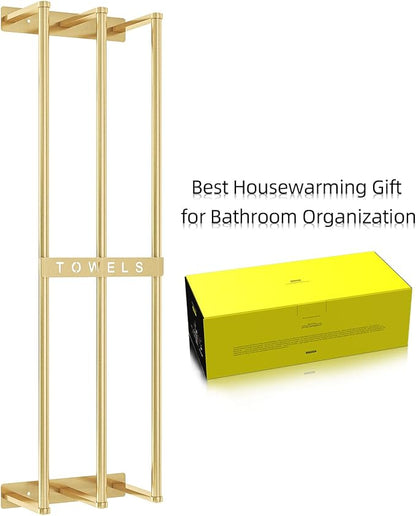 Bathroom Towel Storage, Bethom Wall Towel Rack for Rolled Towels, Bath Towel Holder Wall 30 Inch, Towel Racks Wall Mounted for Small Bathroom, Gold