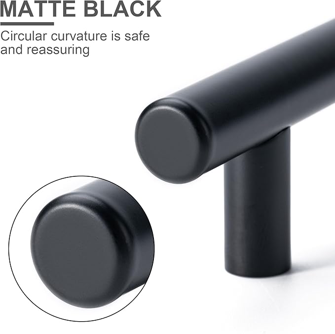20 Pack Cabinet Pulls Matte Black Stainless Cabinet Handles, for Kitchen and Bathroom Cabinets, 5 Inch Length, 3 Inch Hole Center