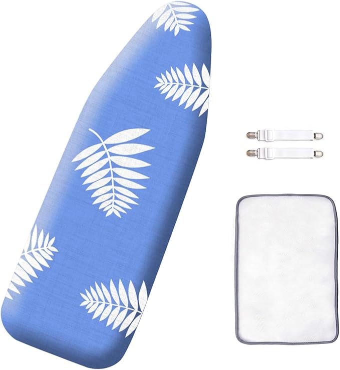 SheeChung 14x42 Inch Over-The-Door Ironing Board Replacement Pad/Cover,100% Cotton Iron Board Cover and Heavy-Duty Extra Thick Pad,Resists Scorching and Staining,Snug fit Ironing Board Cover