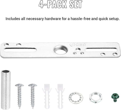 4" Ceiling Light Fixture Mounting Bracket Kit, 4Pcs Universal Lamp Crossbar Hardware Set for Chandelier & Wall Lights, Silver