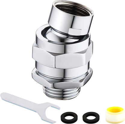 Heavy Duty Shower Head Swivel Ball Adapter, Solid Brass Shower Head Swivel Adapter Chrome Polished, Adjustable Shower Arm Connector Universal Shower Assembly Shower Arm Extension...