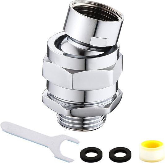 Heavy Duty Shower Head Swivel Ball Adapter, Solid Brass Shower Head Swivel Adapter Chrome Polished, Adjustable Shower Arm Connector Universal Shower Assembly Shower Arm Extension...