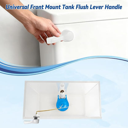 Hibbent Universal Front Mount Metal Toilet Handle Replacement Kit, Brass Toilet Tank Flush Lever with Stainless Steel Adjustable Flapper Chains for Most Toilets, White