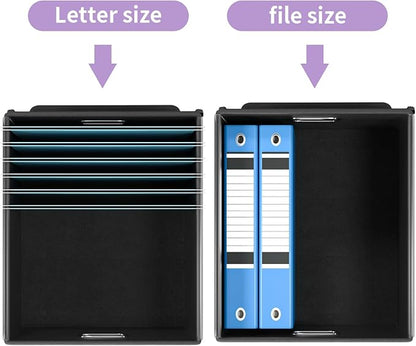 Decorative File Organizer Storage Boxes with Lid, Huolewa Linen Hanging Filing & Storage Box with Plastic Slide for Office/Decor/Home, Universal Hanging Filing Organization Box for Letter/Legal Folder