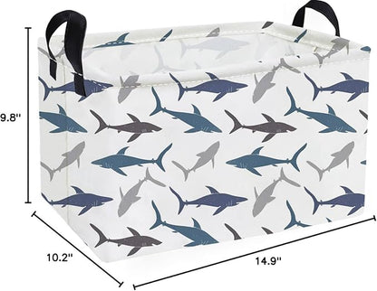 Essme Rectangular Kids Basket,Shark Baskets with Handles for Boys Room Decor,Toy Bins for Kids,Gifts Box,Shelf Basket,Toy Organizer(Shark)
