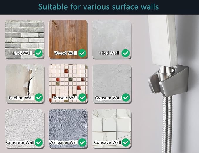 Dual Slot Handheld Shower Head Holder, Secure Screw-in Wall Mount Bracket, 304 Stainless Steel Shower Wand Holder(1Pcs)