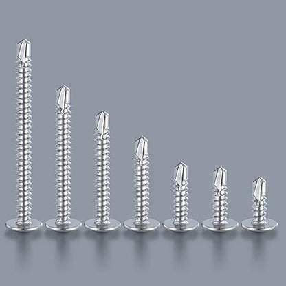 Wensilon（100pcs）#8×2”for Sheet Metal Self-Tapping Screws 410 Stainless Steel Truss Head High-Strength Quick Tapping Screws