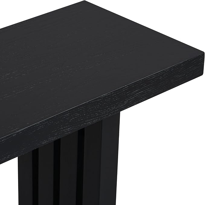 Uniquely Designed Oak Veneer Console Table, Modern Long Sofa Side Table with Distinctive Side Shapes, Suitable for Entryway, Hallway, Living Room, Foyer, Corridor,Easy Assembly (Black-41RT)