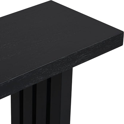 Uniquely Designed Oak Veneer Console Table, Modern Long Sofa Side Table with Distinctive Side Shapes, Suitable for Entryway, Hallway, Living Room, Foyer, Corridor,Easy Assembly (Black-41RT)